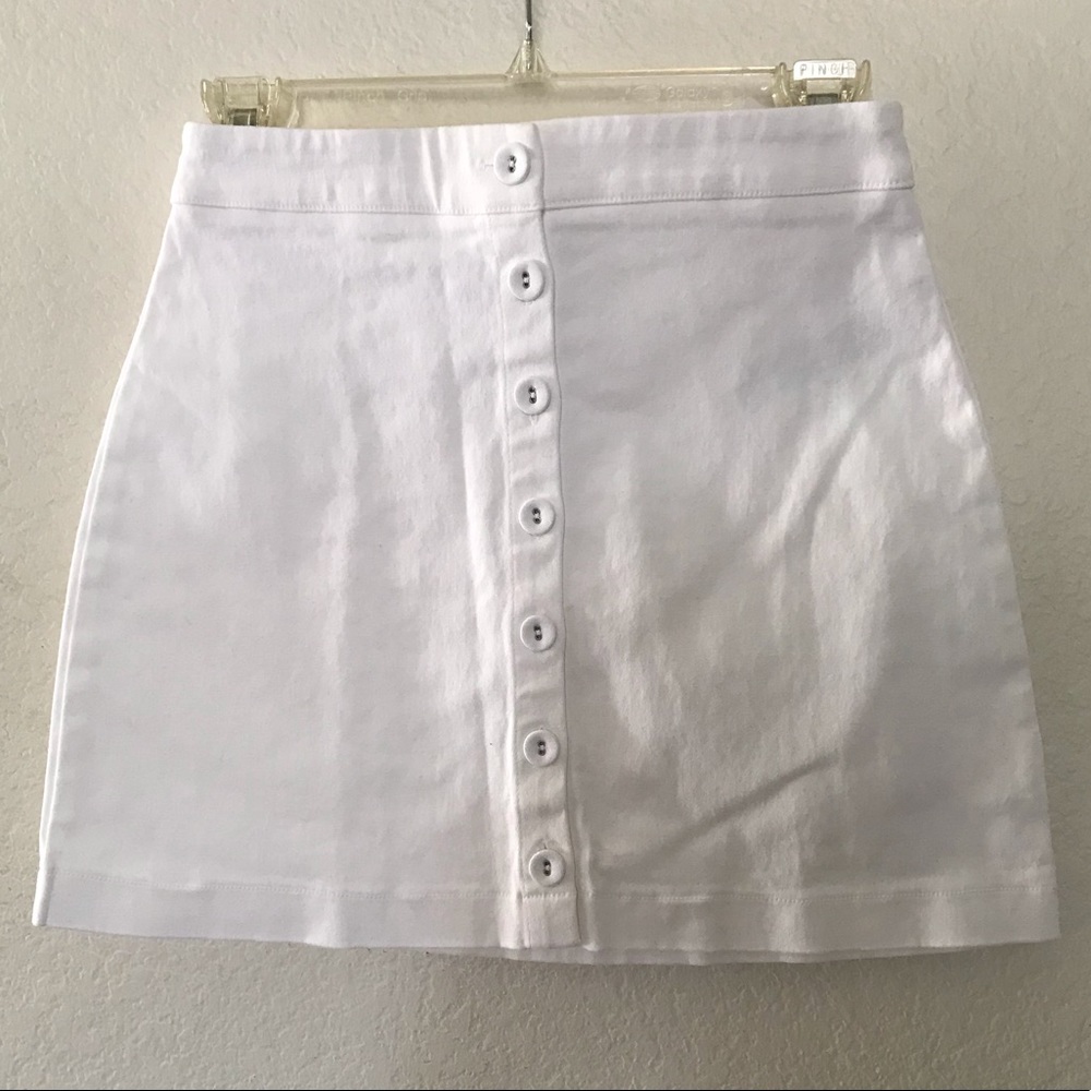 White button down mini skirt